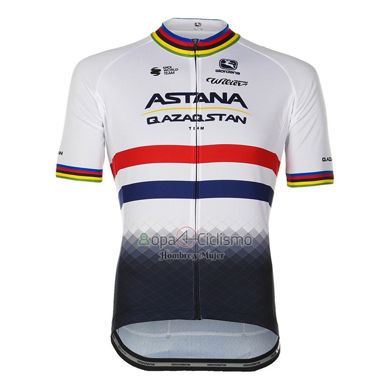 Astana Qazaqstan Team Ropa Ciclismo Culotte Corto 2023 Mangas Cortas Blanco
